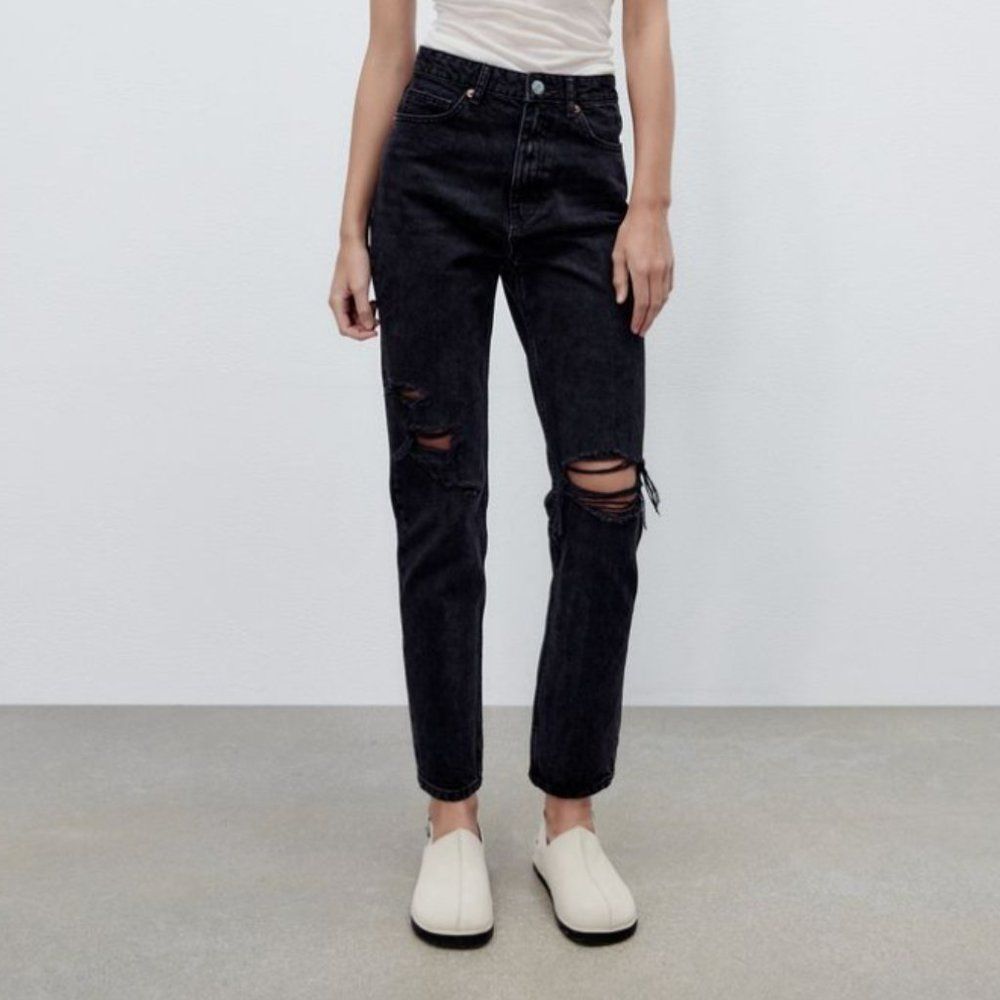 Zara Black Distressed Jeans Size 32